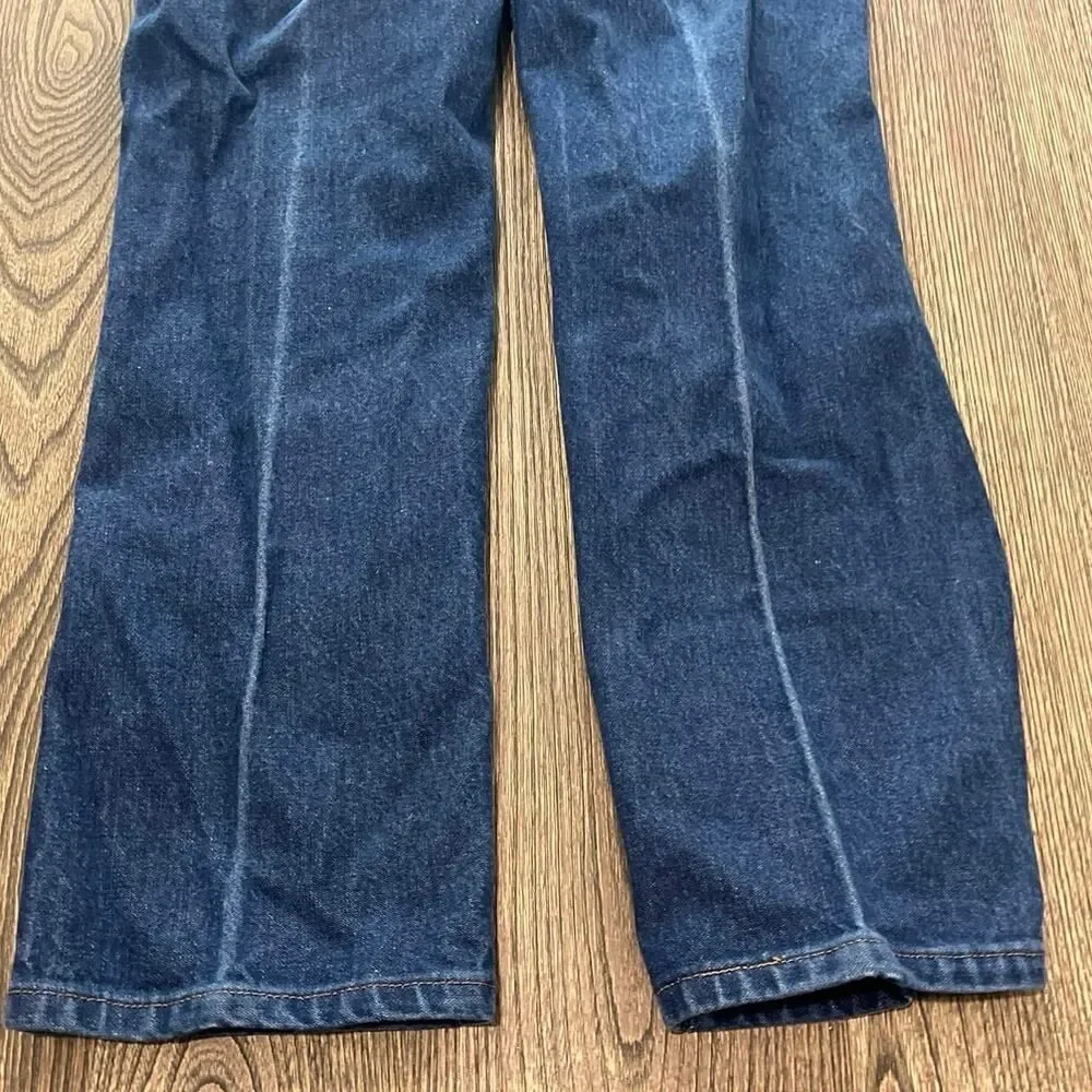Wrangler Mens Straight Jeans Mid Rise Denim Cotton Dark Wash Blue Size 32x30